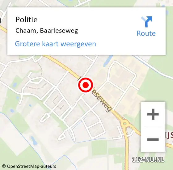 Locatie op kaart van de 112 melding: Politie Chaam, Baarleseweg op 3 november 2023 15:33