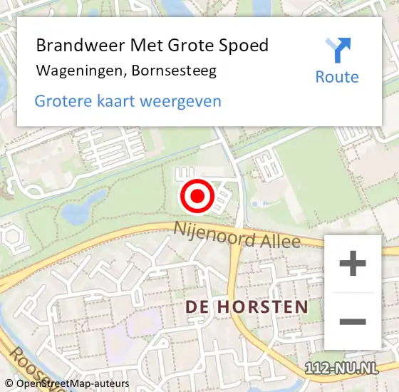 Locatie op kaart van de 112 melding: Brandweer Met Grote Spoed Naar Wageningen, Bornsesteeg op 3 november 2023 16:56