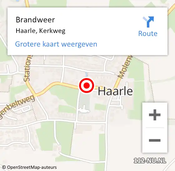 Locatie op kaart van de 112 melding: Brandweer Haarle, Kerkweg op 3 november 2023 18:24