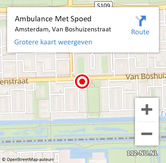 Locatie op kaart van de 112 melding: Ambulance Met Spoed Naar Amsterdam, Van Boshuizenstraat op 3 november 2023 19:20