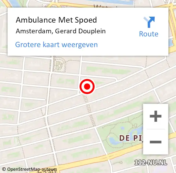 Locatie op kaart van de 112 melding: Ambulance Met Spoed Naar Amsterdam, Gerard Douplein op 3 november 2023 19:47