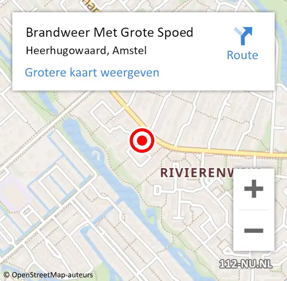 Locatie op kaart van de 112 melding: Brandweer Met Grote Spoed Naar Heerhugowaard, Amstel op 3 november 2023 20:19