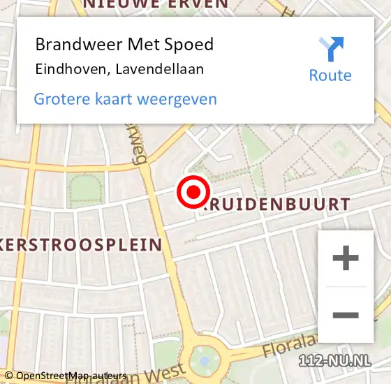 Locatie op kaart van de 112 melding: Brandweer Met Spoed Naar Eindhoven, Lavendellaan op 3 november 2023 20:38