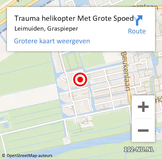 Locatie op kaart van de 112 melding: Trauma helikopter Met Grote Spoed Naar Leimuiden, Graspieper op 3 november 2023 21:10