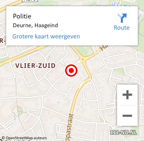 Locatie op kaart van de 112 melding: Politie Deurne, Haageind op 3 november 2023 23:50