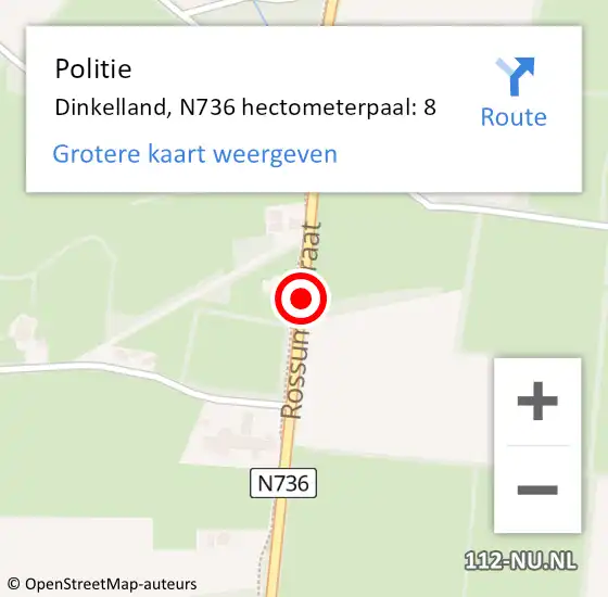 Locatie op kaart van de 112 melding: Politie Dinkelland, N736 hectometerpaal: 8 op 4 november 2023 00:05