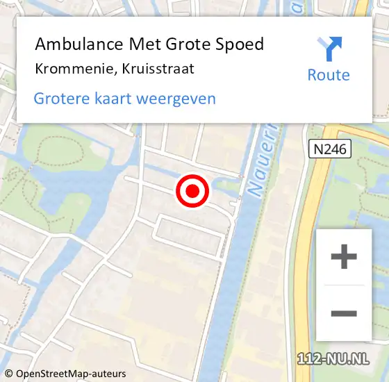 Locatie op kaart van de 112 melding: Ambulance Met Grote Spoed Naar Krommenie, Kruisstraat op 4 november 2023 06:41
