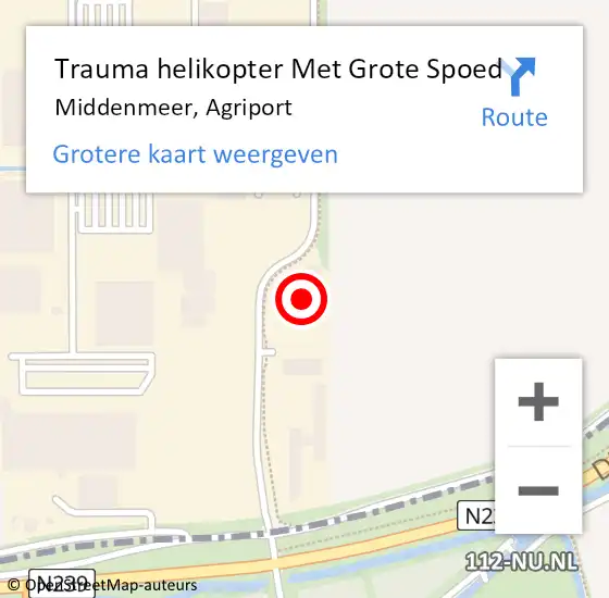 Locatie op kaart van de 112 melding: Trauma helikopter Met Grote Spoed Naar Middenmeer, Agriport op 4 november 2023 07:58