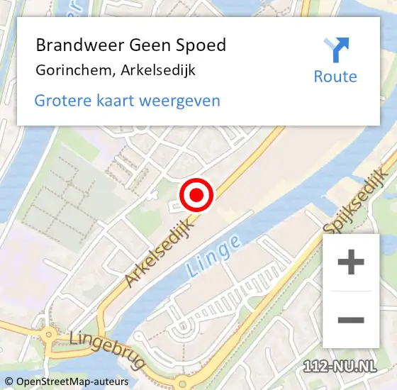 Locatie op kaart van de 112 melding: Brandweer Geen Spoed Naar Gorinchem, Arkelsedijk op 4 november 2023 09:57