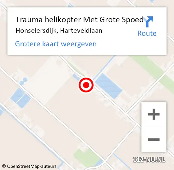 Locatie op kaart van de 112 melding: Trauma helikopter Met Grote Spoed Naar Honselersdijk, Harteveldlaan op 4 november 2023 11:35