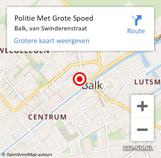 Locatie op kaart van de 112 melding: Politie Met Grote Spoed Naar Balk, van Swinderenstraat op 4 november 2023 12:08