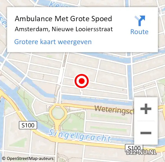 Locatie op kaart van de 112 melding: Ambulance Met Grote Spoed Naar Amsterdam, Nieuwe Looiersstraat op 4 november 2023 12:47