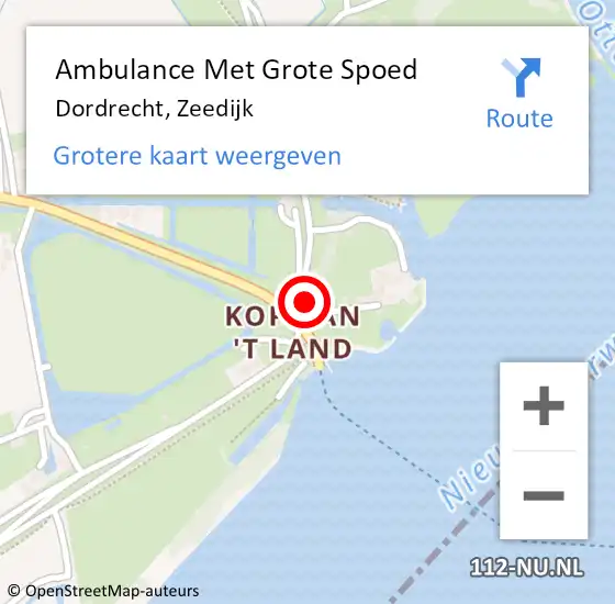 Locatie op kaart van de 112 melding: Ambulance Met Grote Spoed Naar Dordrecht, Zeedijk op 4 november 2023 12:51
