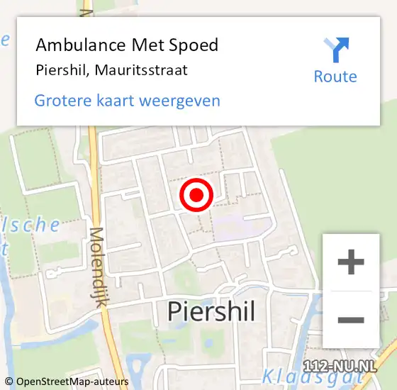 Locatie op kaart van de 112 melding: Ambulance Met Spoed Naar Piershil, Mauritsstraat op 4 november 2023 12:58