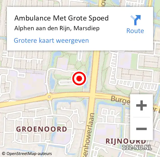 Locatie op kaart van de 112 melding: Ambulance Met Grote Spoed Naar Alphen aan den Rijn, Marsdiep op 4 november 2023 13:00
