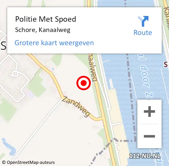 Locatie op kaart van de 112 melding: Politie Met Spoed Naar Schore, Kanaalweg op 4 november 2023 13:24