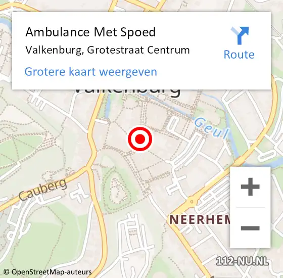 Locatie op kaart van de 112 melding: Ambulance Met Spoed Naar Valkenburg, Grotestraat Centrum op 4 november 2023 14:46