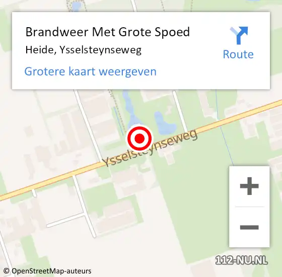 Locatie op kaart van de 112 melding: Brandweer Met Grote Spoed Naar Heide, Ysselsteynseweg op 4 november 2023 15:46