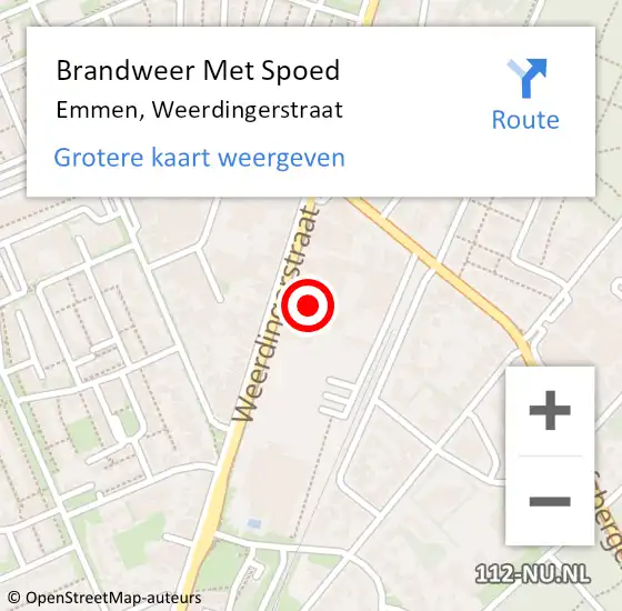 Locatie op kaart van de 112 melding: Brandweer Met Spoed Naar Emmen, Weerdingerstraat op 4 november 2023 16:21