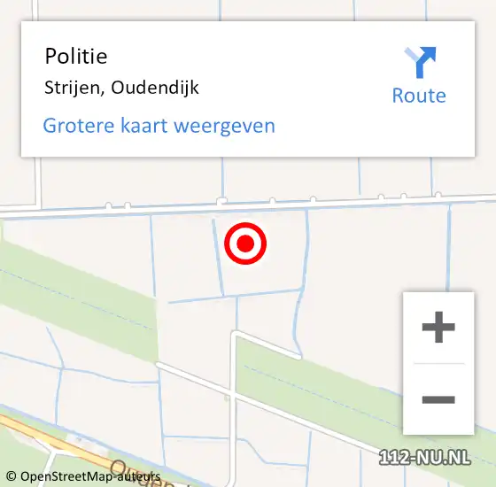 Locatie op kaart van de 112 melding: Politie Strijen, Oudendijk op 4 november 2023 16:41