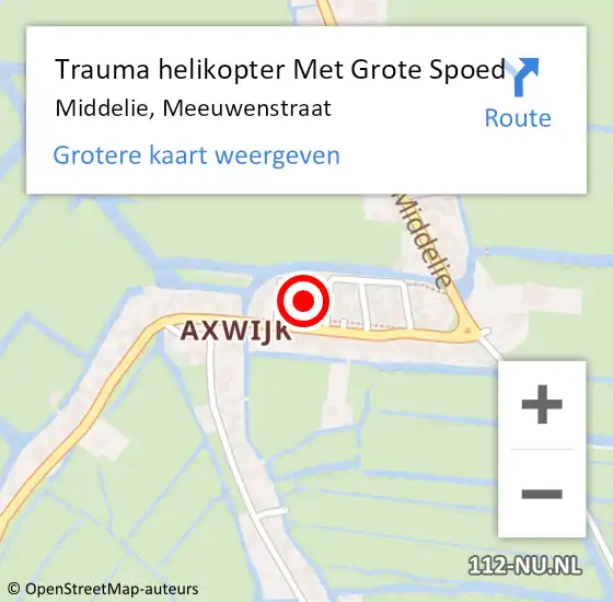 Locatie op kaart van de 112 melding: Trauma helikopter Met Grote Spoed Naar Middelie, Meeuwenstraat op 4 november 2023 18:24