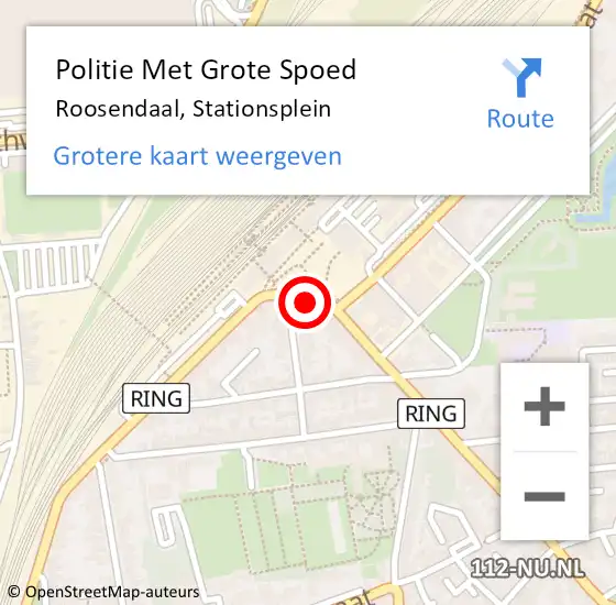 Locatie op kaart van de 112 melding: Politie Met Grote Spoed Naar Roosendaal, Stationsplein op 4 november 2023 18:33