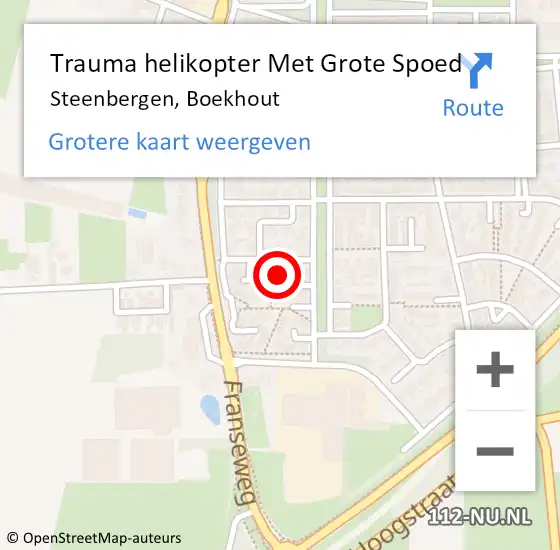 Locatie op kaart van de 112 melding: Trauma helikopter Met Grote Spoed Naar Steenbergen, Boekhout op 4 november 2023 18:38