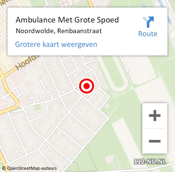 Locatie op kaart van de 112 melding: Ambulance Met Grote Spoed Naar Noordwolde, Renbaanstraat op 4 november 2023 19:16