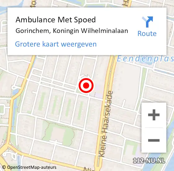 Locatie op kaart van de 112 melding: Ambulance Met Spoed Naar Gorinchem, Koningin Wilhelminalaan op 4 november 2023 19:17