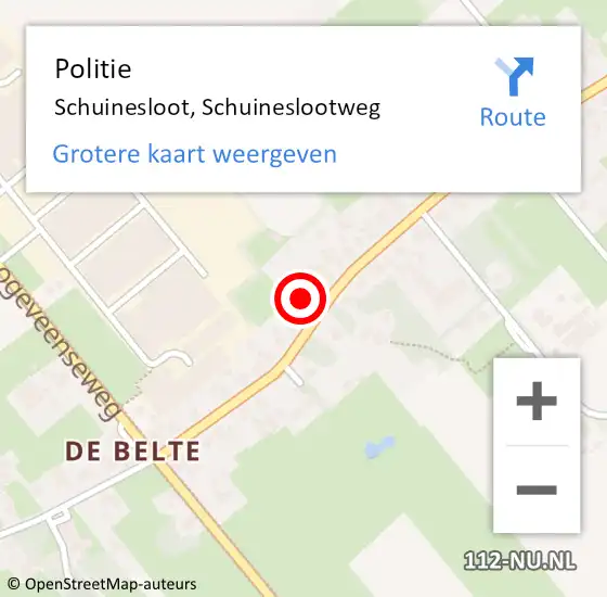 Locatie op kaart van de 112 melding: Politie Schuinesloot, Schuineslootweg op 4 november 2023 20:06