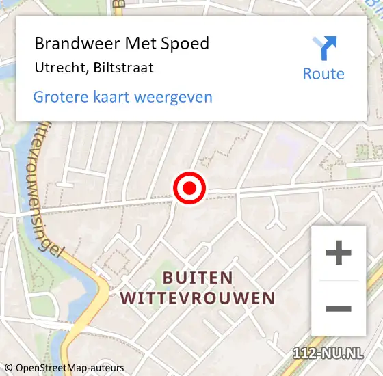 Locatie op kaart van de 112 melding: Brandweer Met Spoed Naar Utrecht, Biltstraat op 4 november 2023 20:33