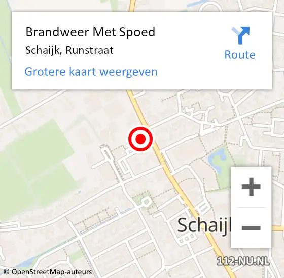 Locatie op kaart van de 112 melding: Brandweer Met Spoed Naar Schaijk, Runstraat op 4 november 2023 20:56