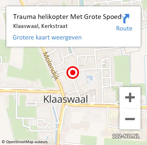 Locatie op kaart van de 112 melding: Trauma helikopter Met Grote Spoed Naar Klaaswaal, Kerkstraat op 4 november 2023 21:07