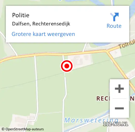 Locatie op kaart van de 112 melding: Politie Dalfsen, Rechterensedijk op 4 november 2023 22:01