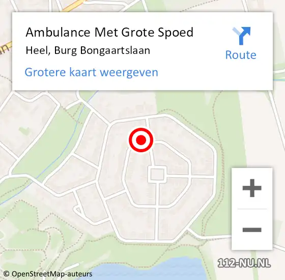 Locatie op kaart van de 112 melding: Ambulance Met Grote Spoed Naar Heel, Burg Bongaartslaan op 14 september 2014 02:15