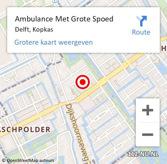 Locatie op kaart van de 112 melding: Ambulance Met Grote Spoed Naar Delft, Kopkas op 5 november 2023 06:00