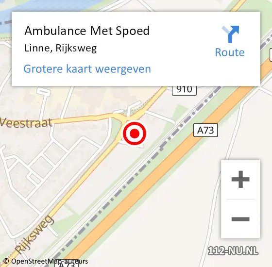 Locatie op kaart van de 112 melding: Ambulance Met Spoed Naar Linne, Rijksweg op 5 november 2023 06:49