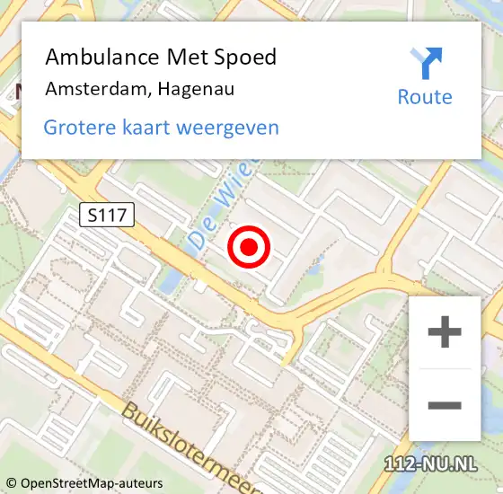 Locatie op kaart van de 112 melding: Ambulance Met Spoed Naar Amsterdam, Hagenau op 5 november 2023 07:44