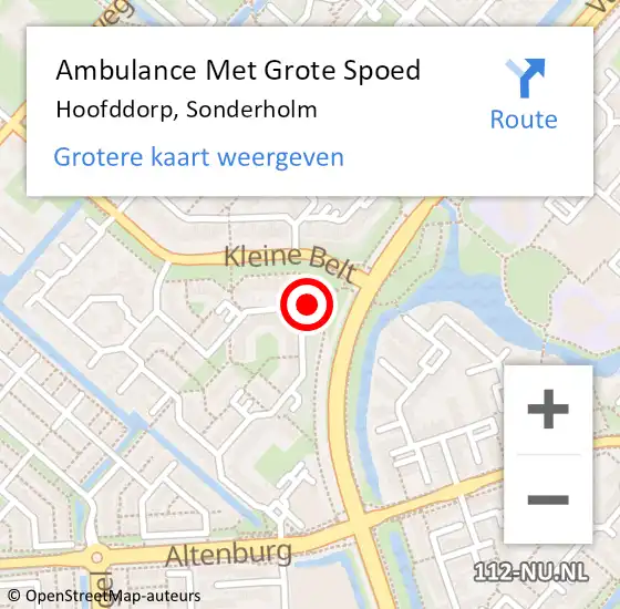 Locatie op kaart van de 112 melding: Ambulance Met Grote Spoed Naar Hoofddorp, Sonderholm op 5 november 2023 08:40