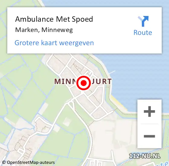 Locatie op kaart van de 112 melding: Ambulance Met Spoed Naar Marken, Minneweg op 5 november 2023 09:37