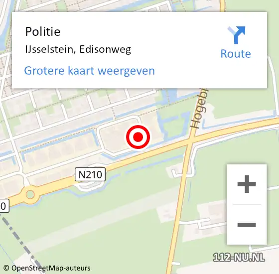 Locatie op kaart van de 112 melding: Politie IJsselstein, Edisonweg op 5 november 2023 10:32