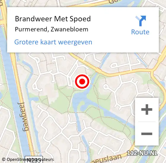 Locatie op kaart van de 112 melding: Brandweer Met Spoed Naar Purmerend, Zwanebloem op 5 november 2023 11:01