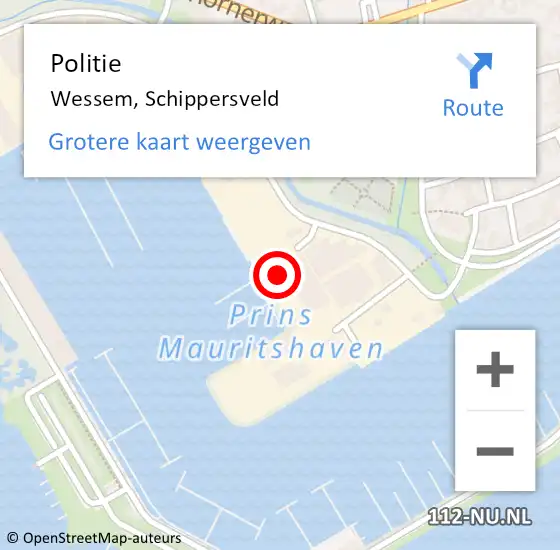 Locatie op kaart van de 112 melding: Politie Wessem, Schippersveld op 5 november 2023 12:04