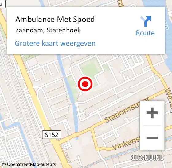 Locatie op kaart van de 112 melding: Ambulance Met Spoed Naar Zaandam, Statenhoek op 5 november 2023 12:24