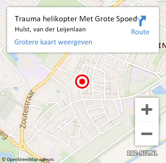 Locatie op kaart van de 112 melding: Trauma helikopter Met Grote Spoed Naar Hulst, van der Leijenlaan op 5 november 2023 12:27