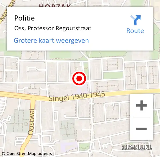 Locatie op kaart van de 112 melding: Politie Oss, Professor Regoutstraat op 5 november 2023 13:48