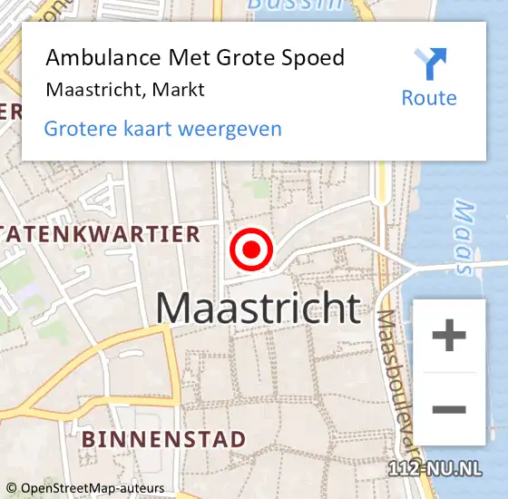 Locatie op kaart van de 112 melding: Ambulance Met Grote Spoed Naar Maastricht, Markt op 5 november 2023 13:56