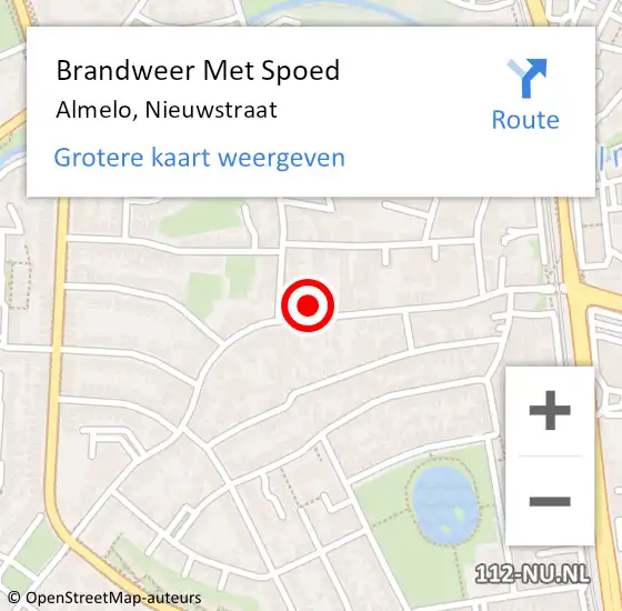 Locatie op kaart van de 112 melding: Brandweer Met Spoed Naar Almelo, Nieuwstraat op 5 november 2023 16:16