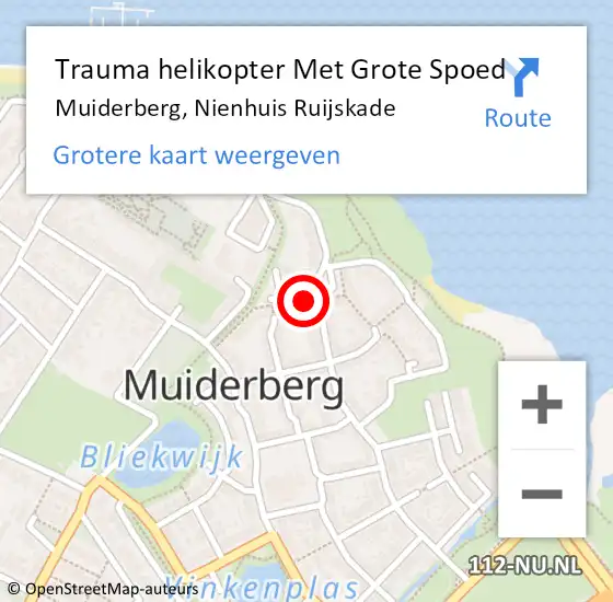 Locatie op kaart van de 112 melding: Trauma helikopter Met Grote Spoed Naar Muiderberg, Nienhuis Ruijskade op 5 november 2023 16:30