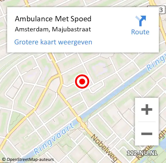 Locatie op kaart van de 112 melding: Ambulance Met Spoed Naar Amsterdam, Majubastraat op 5 november 2023 16:32
